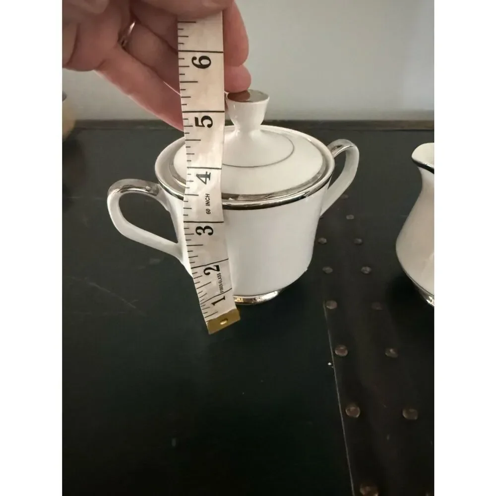 Tokishima  Sugar & Creamer White Platinum International Elegance Set Japan